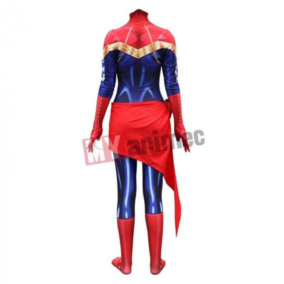 Superhero Captain Marvel costume Carol Danvers cosplay clothes with belt and badge