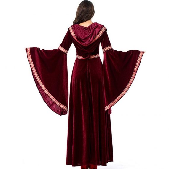 Two-color big horn sleeve witch robe Halloween party costume adult female models