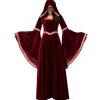 Two-color big horn sleeve witch robe Halloween party costume adult female models