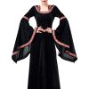 Two-color big horn sleeve witch robe Halloween party costume adult female models