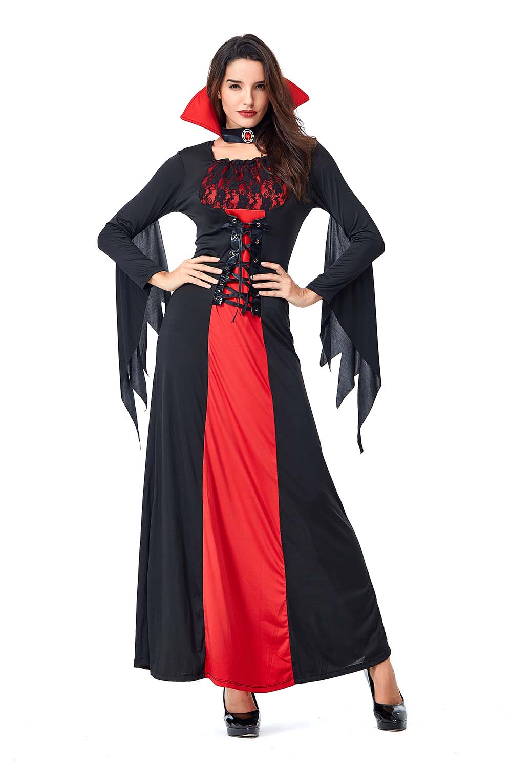 Halloween new vampire bat costume red black lace demon cosplay - MYanimec