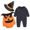 Kids clothing children halloween costume baby pumpkin jumpsuit three-piece suit