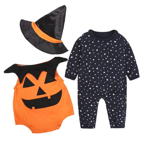 Kids clothing children halloween costume baby pumpkin jumpsuit three-piece suit