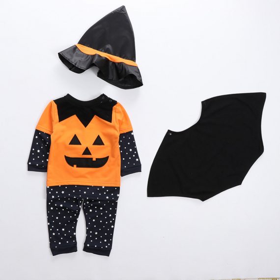 Children Halloween performance costume pumpkin suit four-piece infants and young children