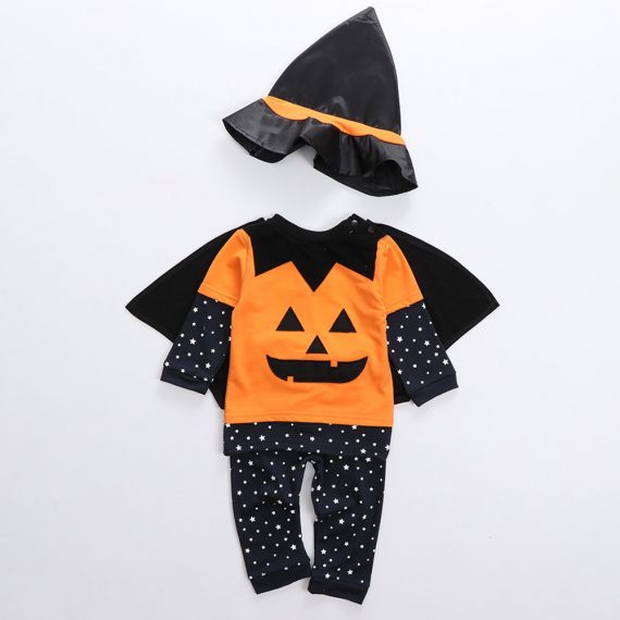 Children Halloween performance costume pumpkin suit four-piece infants and young children