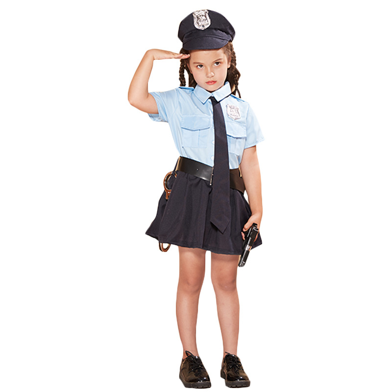 Children's halloween cosplay costume police uniform dress - MYanimec