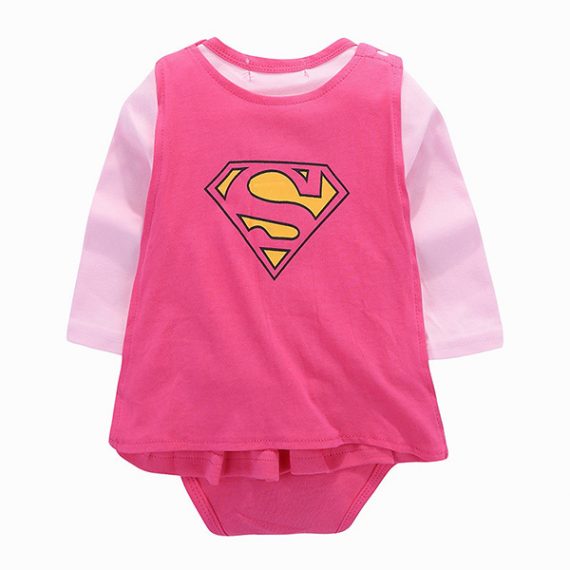 Girls superman cartoon cotton one-piece baby cosplay costume