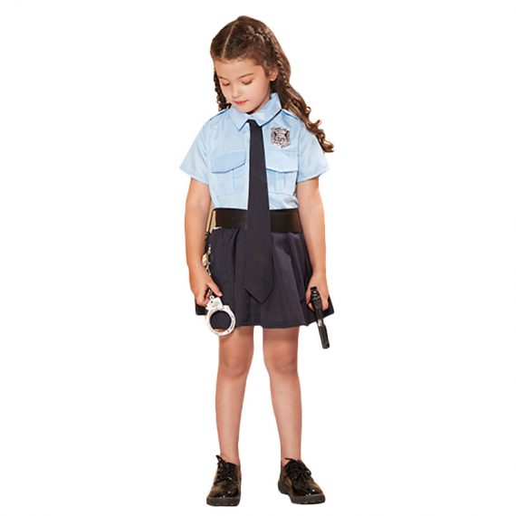 Children's halloween cosplay costume police uniform dress