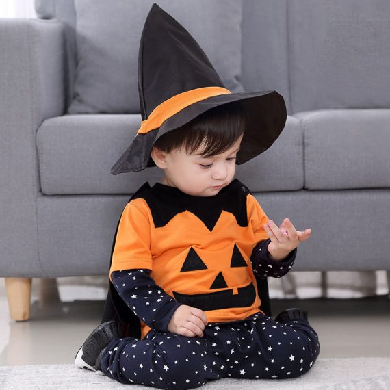 Children Halloween performance costume pumpkin suit four-piece infants and young children