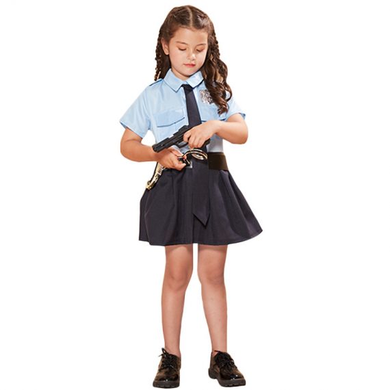 Children's halloween cosplay costume police uniform dress