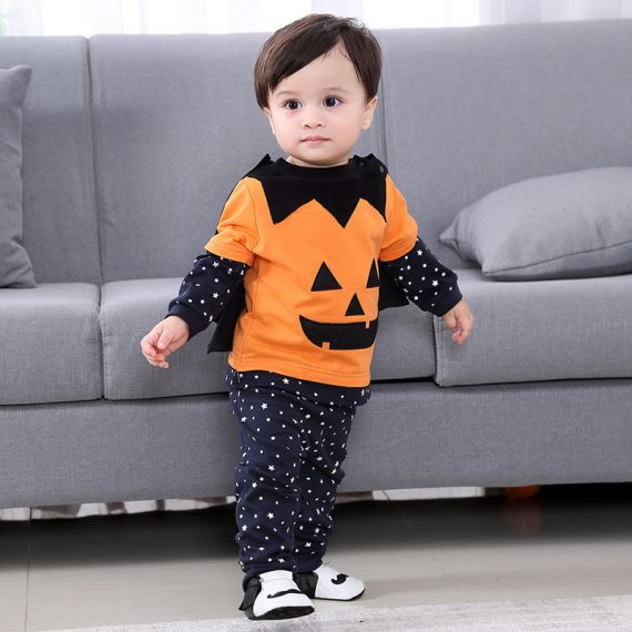 Children Halloween performance costume pumpkin suit four-piece infants and young children