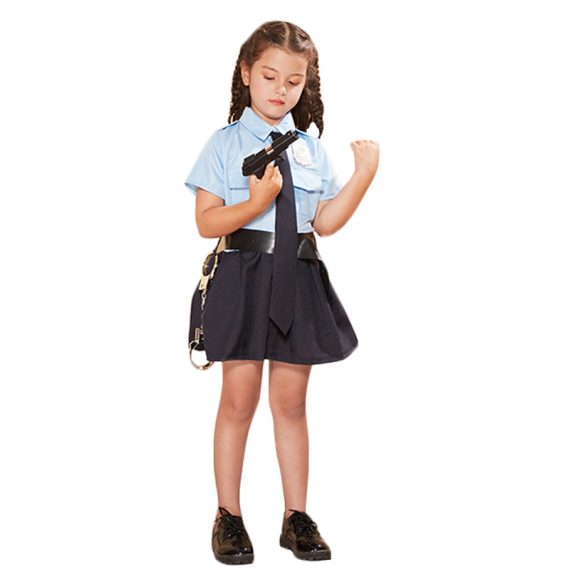 Children's halloween cosplay costume police uniform dress