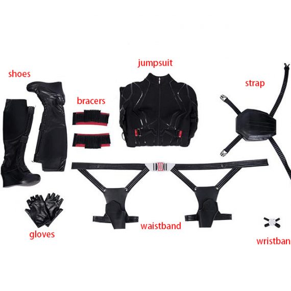 The avengers superhero black widow jumpsuit cosplay black suit