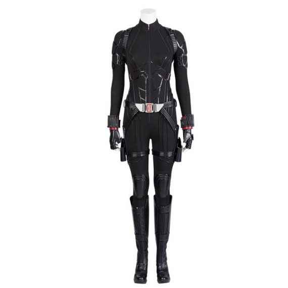 The avengers superhero black widow jumpsuit cosplay black suit