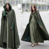 Medieval Renaissance Hooded Cardigan Sleeveless Long Skirt Shawl Dress