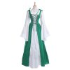 Square neck tie waist dress European and American medieval Renaissance retro clothing