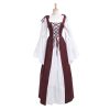 Square neck tie waist dress European and American medieval Renaissance retro clothing