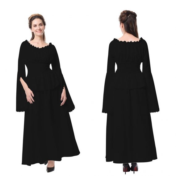 Women's Renaissance medieval new European and American long-sleeved dress