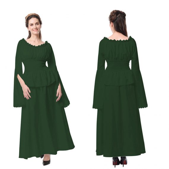 Women's Renaissance medieval new European and American long-sleeved dress