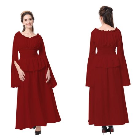 Women's Renaissance medieval new European and American long-sleeved dress