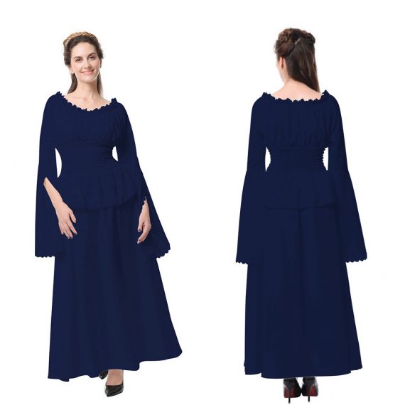 Women's Renaissance medieval new European and American long-sleeved dress