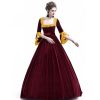 Autumn and winter women's high-end solid color medieval palace dress