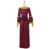 Autumn and winter women's high-end solid color medieval palace dress