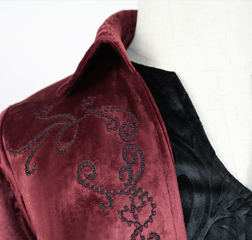 Medieval vintage clothing mid-length tuxedo punk men's coat