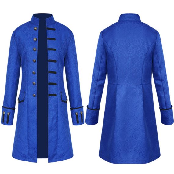 European and American men's coat solid color punk retro men medieval overcoat