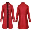 European and American men's coat solid color punk retro men medieval overcoat