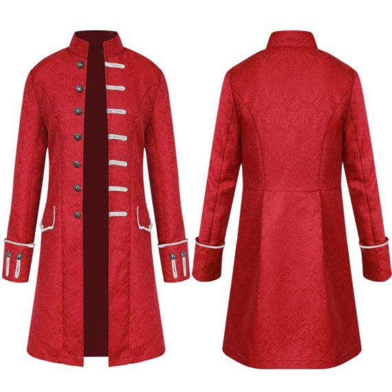 European and American men's coat solid color punk retro men medieval overcoat