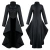 Medieval Ladies Dress Tuxedo Lapel Irregular Hem Retro Long Top