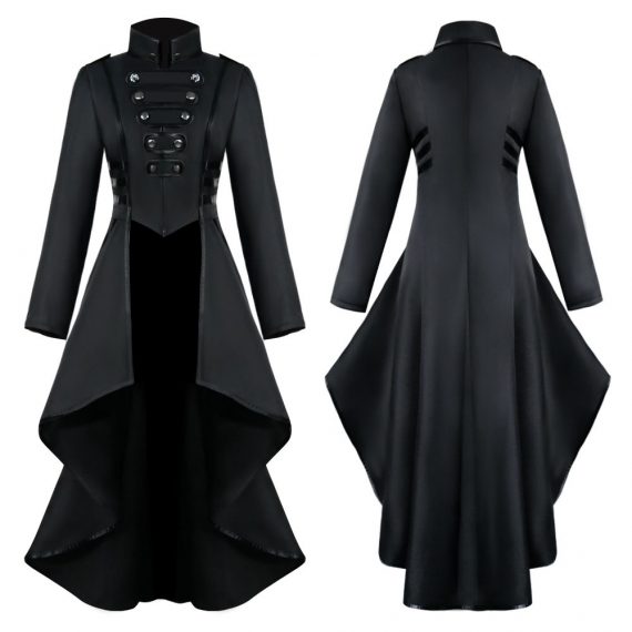 Medieval Ladies Dress Tuxedo Lapel Irregular Hem Retro Long Top