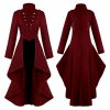 Medieval Ladies Dress Tuxedo Lapel Irregular Hem Retro Long Top