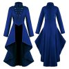 Medieval Ladies Dress Tuxedo Lapel Irregular Hem Retro Long Top