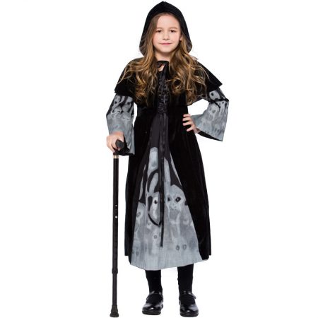 New kids skull print costume halloween witch cosplay set