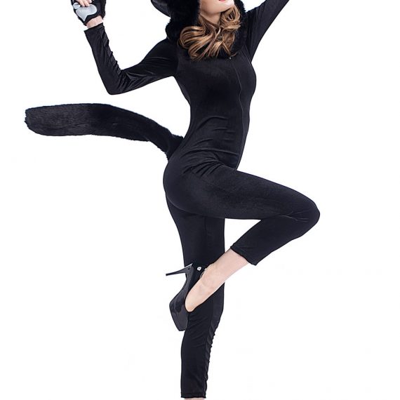 New Halloween clothing black cat cosplay jumpsuit  couple costume