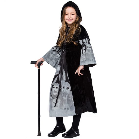 New kids skull print costume halloween witch cosplay set