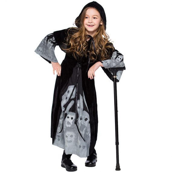 New kids skull print costume halloween witch cosplay set