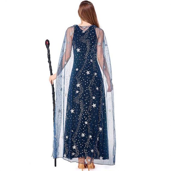 Halloween horror fright night blue starry sky goddess stage magic performance costume
