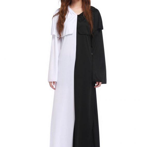Couple costume black and white ghost halloween adult cosplay clothes