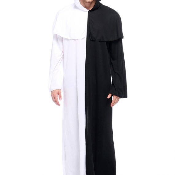 Couple costume black and white ghost halloween adult cosplay clothes