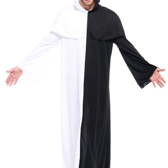 Couple costume black and white ghost halloween adult cosplay clothes