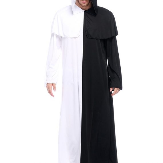 Couple costume black and white ghost halloween adult cosplay clothes