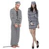 Halloween new white and black striped prisoner cosplay clothes couple set