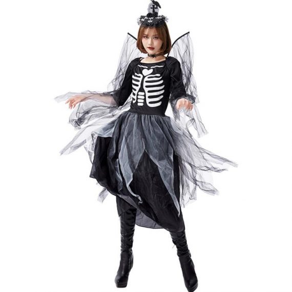 Halloween costume skull print devil angel cosplay skirt suit