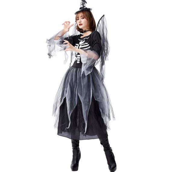 Halloween costume skull print devil angel cosplay skirt suit