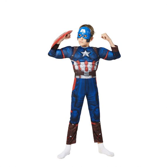 Halloween Kids Captain America cosplay anime jumpsuit Avengers Superhero costume
