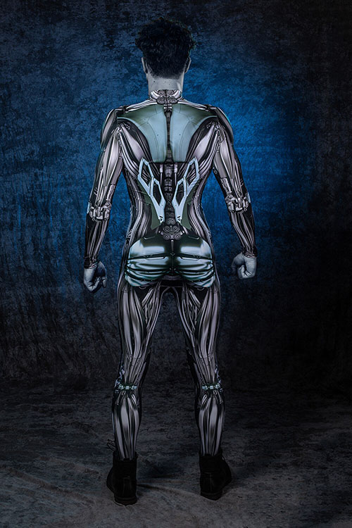 Male Skull Printed Vampire Halloween Costume Robot Cosplay Tights