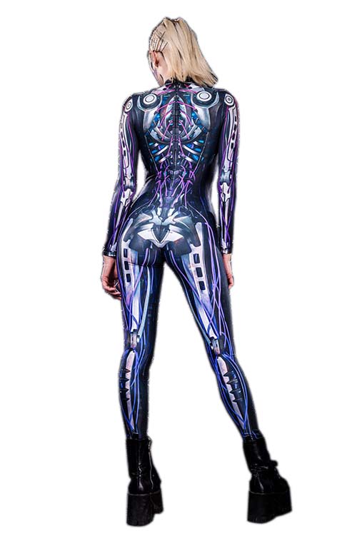 Halloween robot costume female sci-fi show bodysuit tights